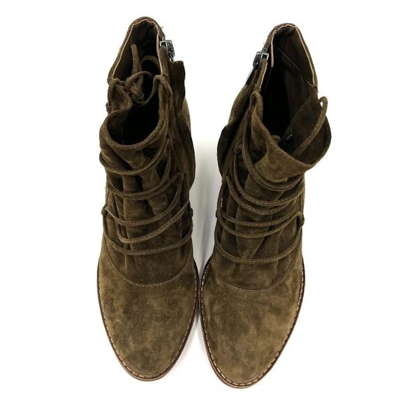 Sam Edelman Suede Ankle Lace Up Millard Olive Green Booties - Picture 3 of 9